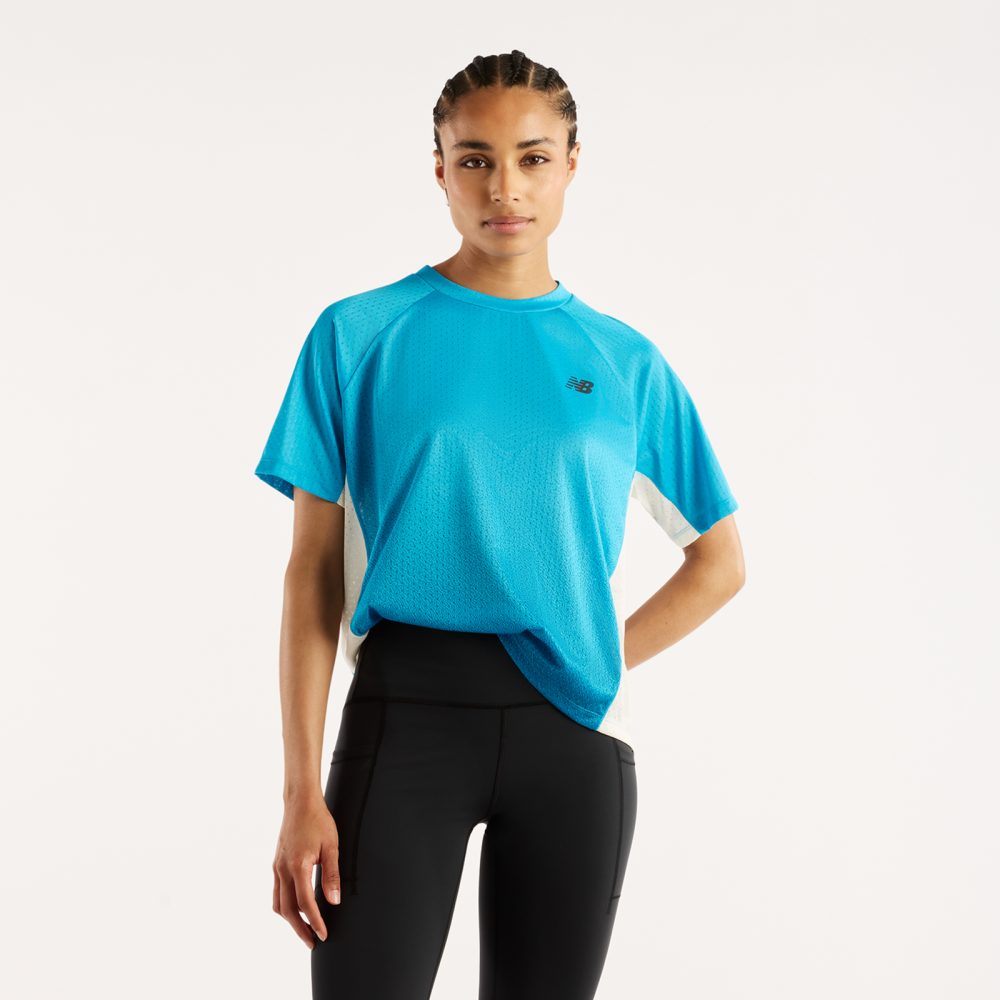 New Balance New Balance W Viz-Tech Run T-Shirt Damen, blau, Grösse: XS  Damen, blau, Grösse: XS