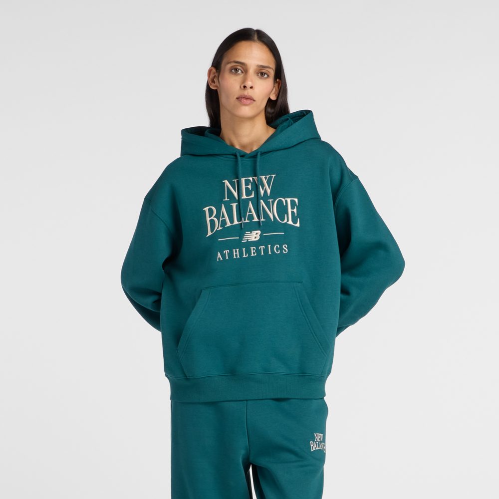New Balance New Balance W Linear Heritage Fleece Hoodie Damen, grün, Grösse: M  Damen, grün, Grösse: M