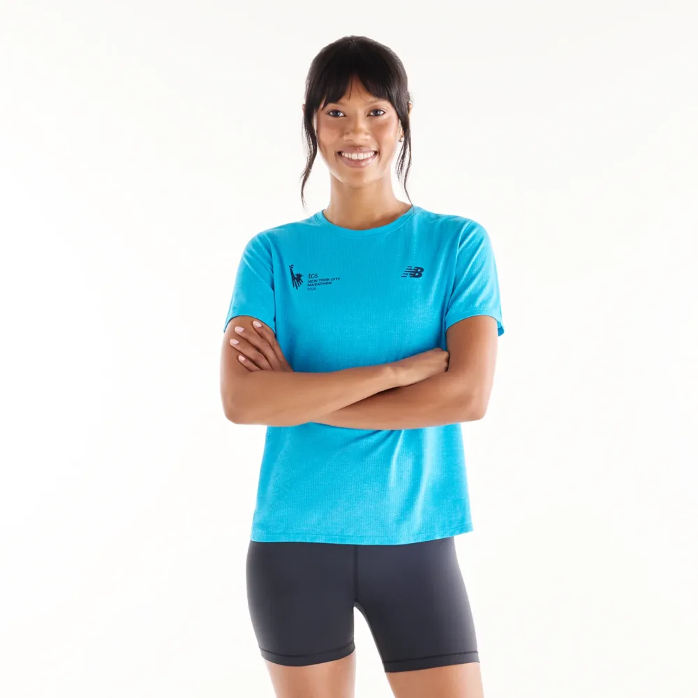 New Balance New Balance W NYC Marathon Athletics T-Shirt Damen, blau, Grösse: M  Damen, blau, Grösse: M