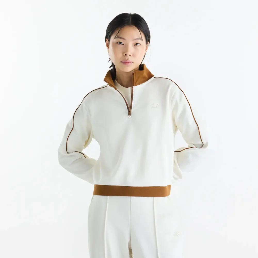 New Balance New Balance W Sport Legacy Pique 1/4 Zip Damen, beige, Grösse: XS  Damen, beige, Grösse: XS