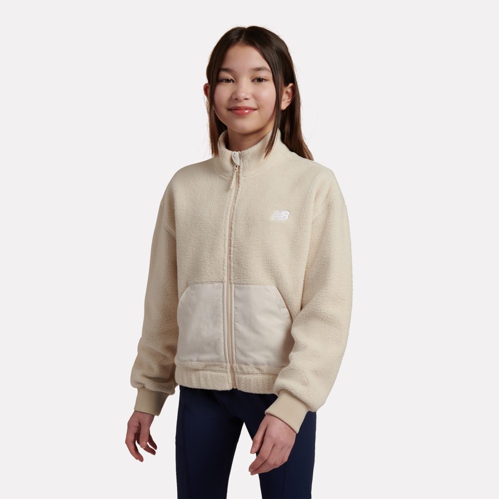 New Balance G Fleece Jacket  unisex, braun, Grösse: 7-8 Years