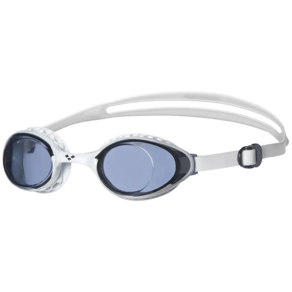 Arena Air-Soft Goggle Schwimmbrille weiss, Harte GläserUnverspiegelte Gläser