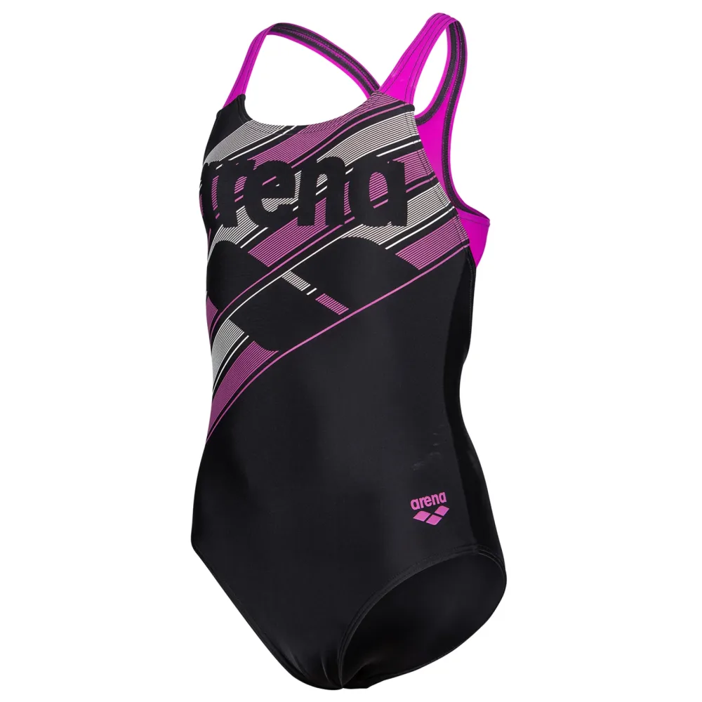 Arena G Arena Lines Swimsuit Swim Pro Back L Badeanzug Mädchen, schwarz, Grösse: 140