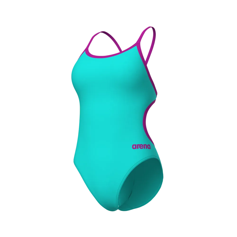 Arena Swimsuit Lace Back Solid Badeanzug Damen, blau, Grösse: D 34