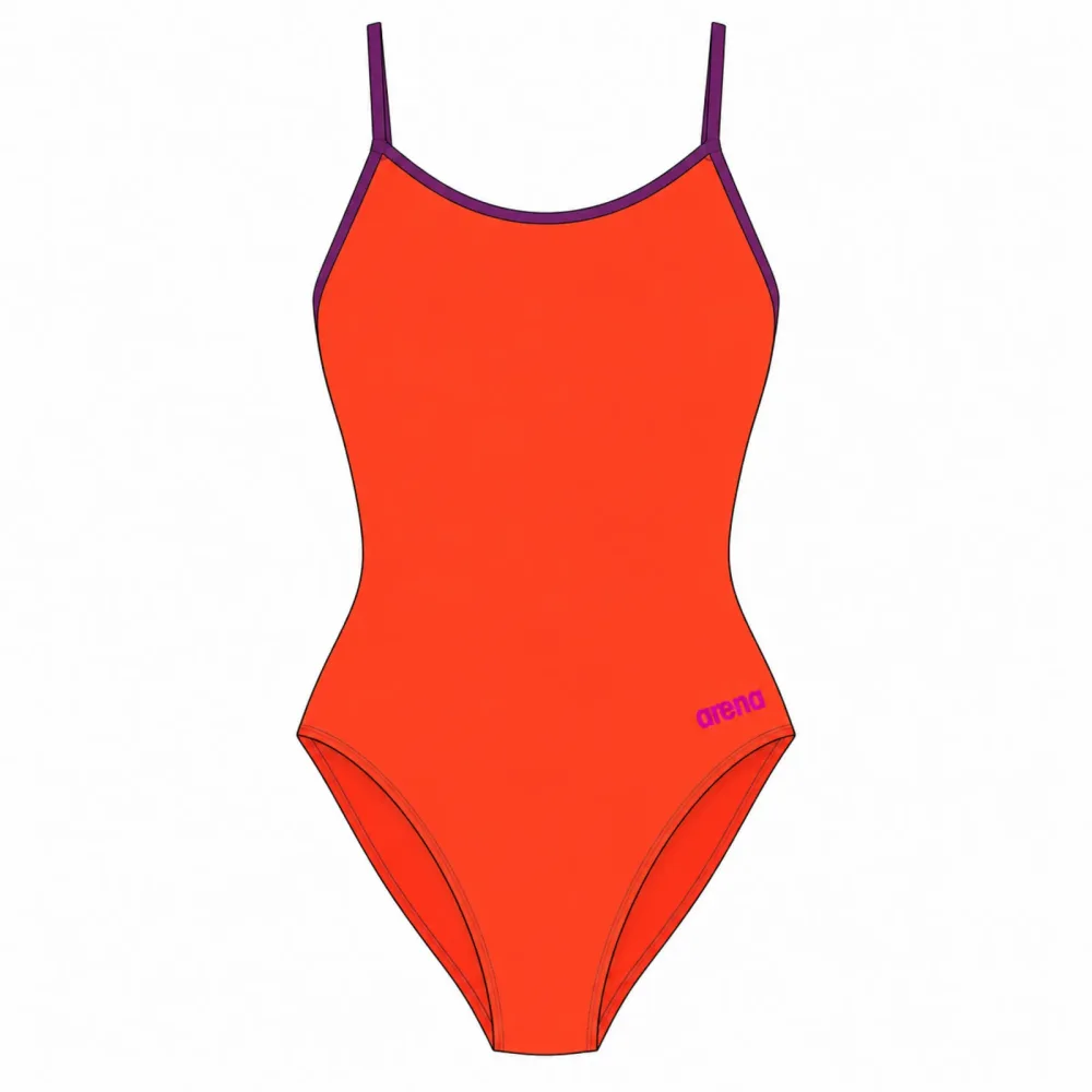 Arena Swimsuit Lace Back Solid Badeanzug Damen, orange, Grösse: D 34
