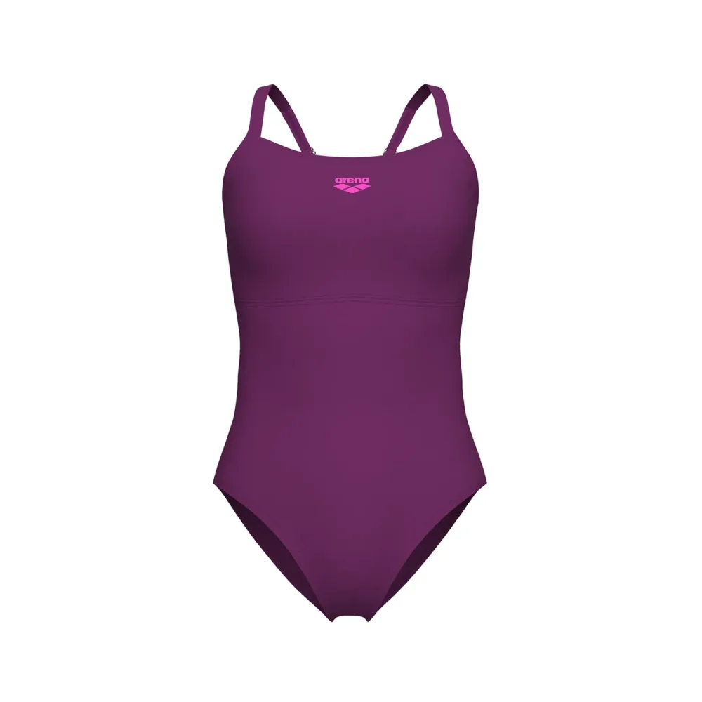 Arena W Arena Solid Swimsuit Lightdrop Back B Badeanzug Damen, violett, Grösse: D 38