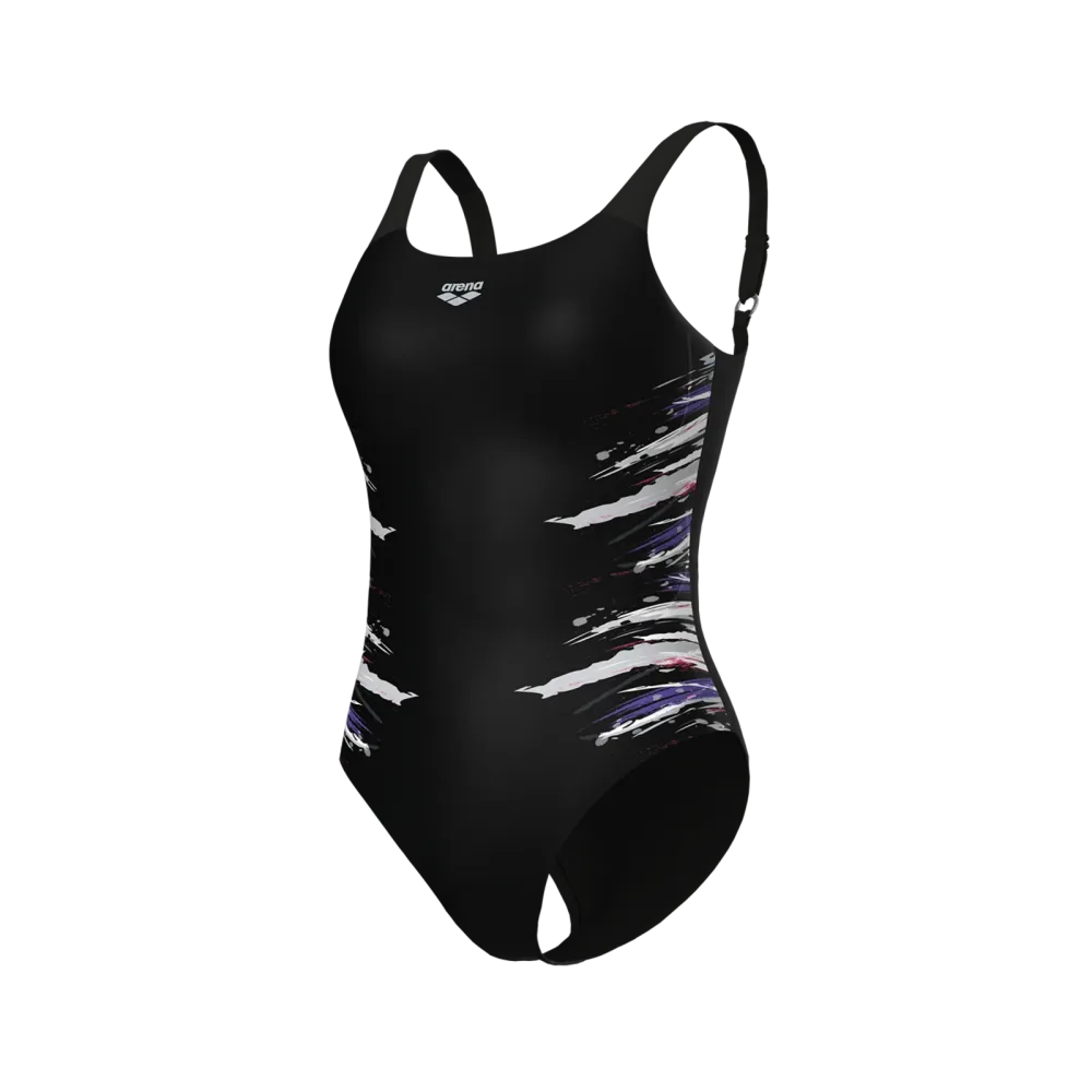 Arena W Arena Angelica Swimsuit U Back Figurformender Badeanzug Damen, schwarz, Grösse: D 36