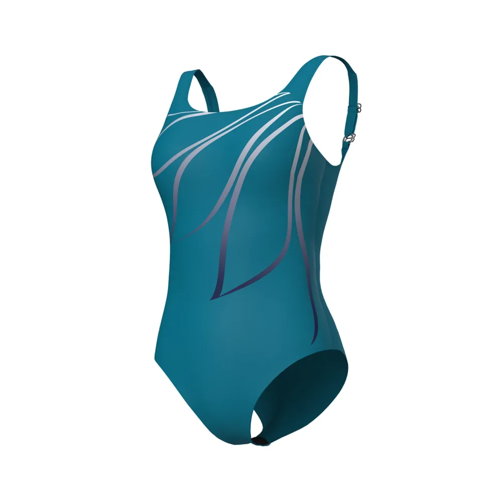 Arena W Arena Swimsuit Giorgia Squared Back C Cup Figurformender Badeanzug Damen, blau, Grösse: D 38