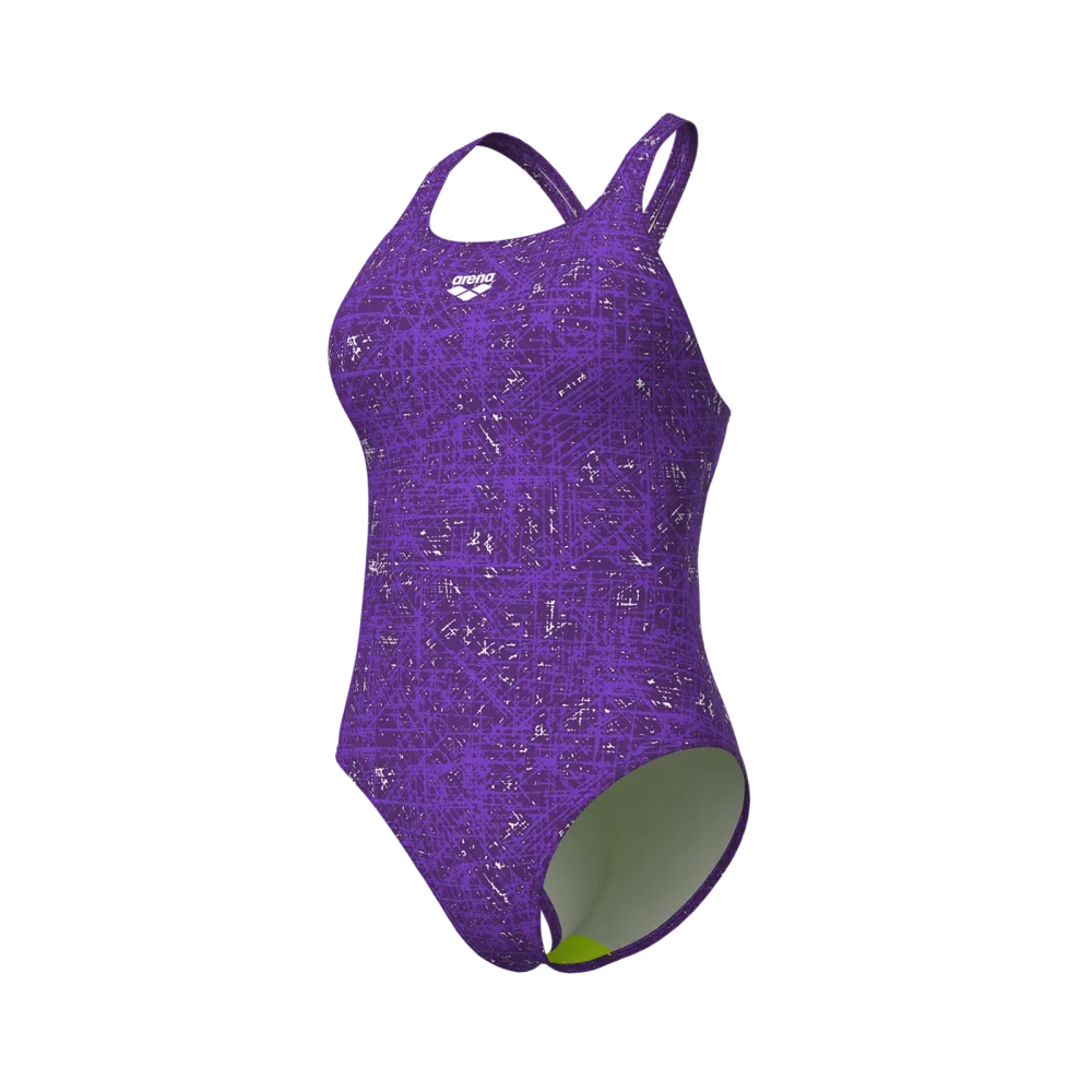 Arena W Arena Ribbed Swimsuit Swim Pro Back Badeanzug Damen, violett, Grösse: D 34