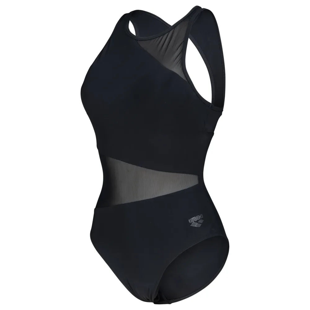 Arena W Arena Mesh Angle Swimsuit Vent Back B Badeanzug Damen, schwarz, Grösse: D 38