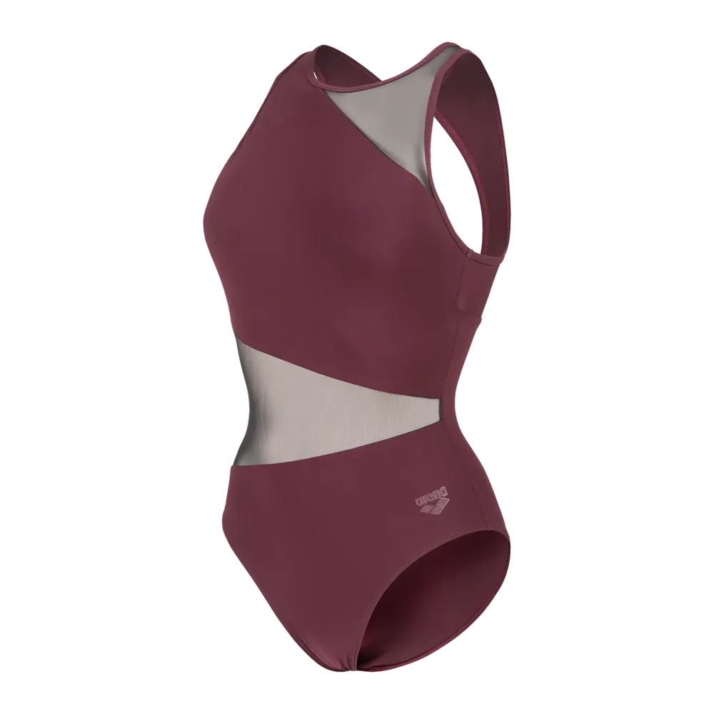 Arena W Arena Mesh Angle Swimsuit Vent Back B Badeanzug Damen, violett, Grösse: D 38