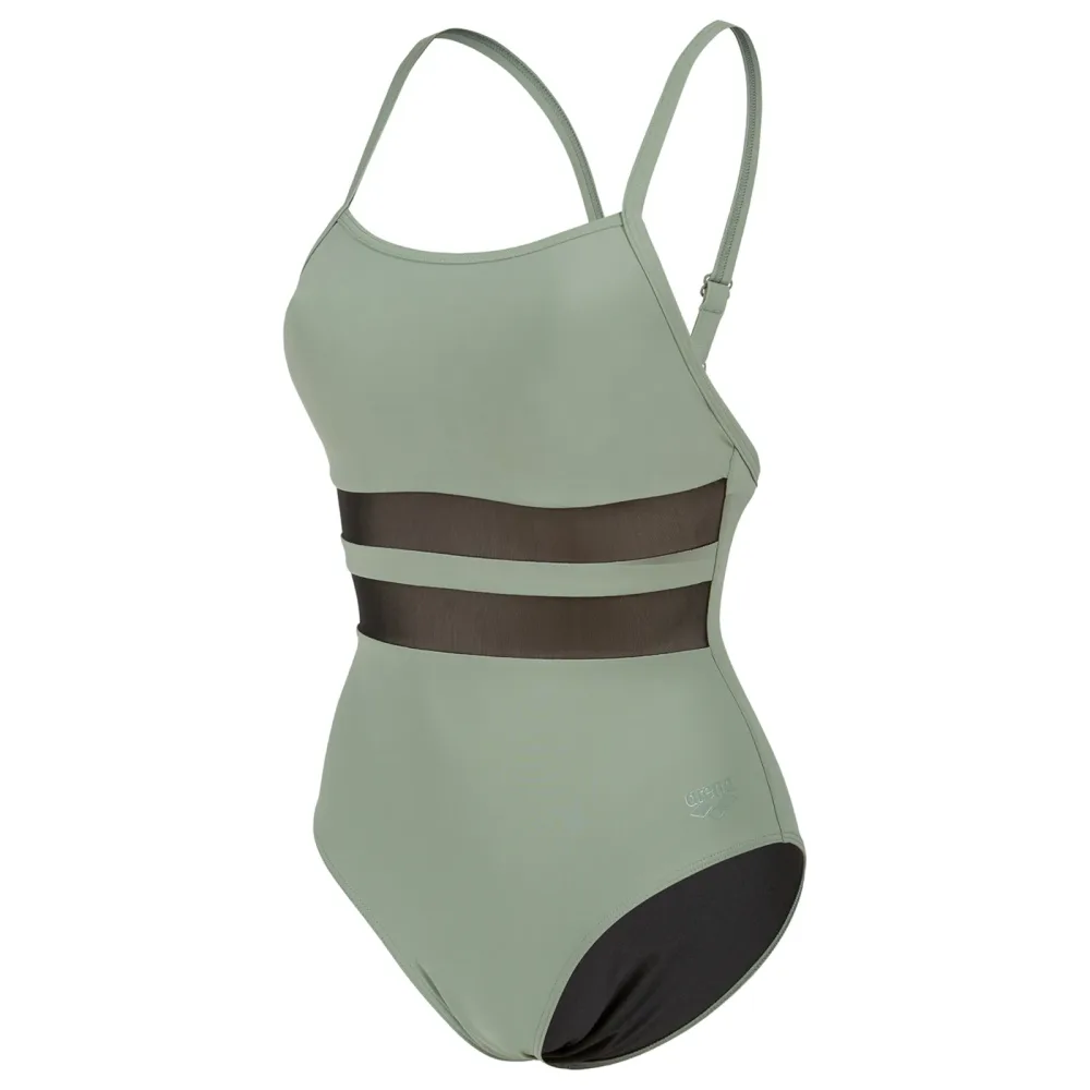 Arena W Arena Mesh Equals Swimsuit Back B Badeanzug Damen, grün, Grösse: D 34