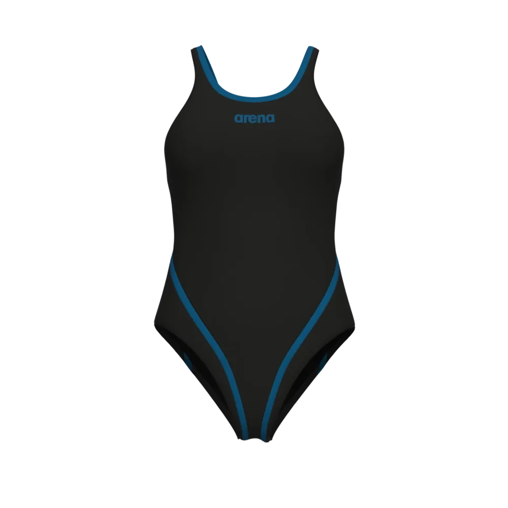 Arena W Arena Solid Swimsuit Tech Back Badeanzug Damen, schwarz, Grösse: D 34