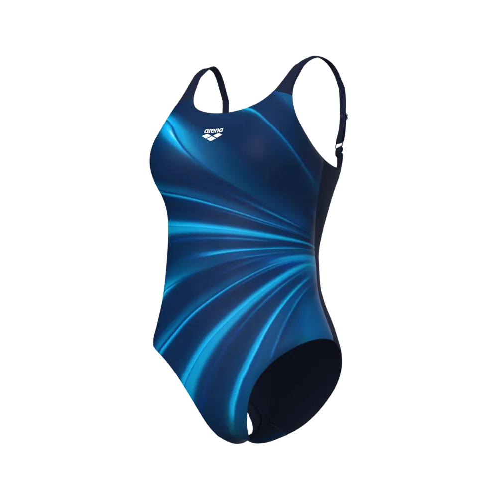 Arena W Arena Glow Swimsuit U Back B Badeanzug Damen, blau, Grösse: D 36