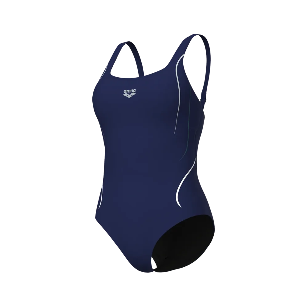 Arena W Arena Swimsuit Ludovica Soft Curve Back Figurformender Badeanzug Damen, blau, Grösse: D 36