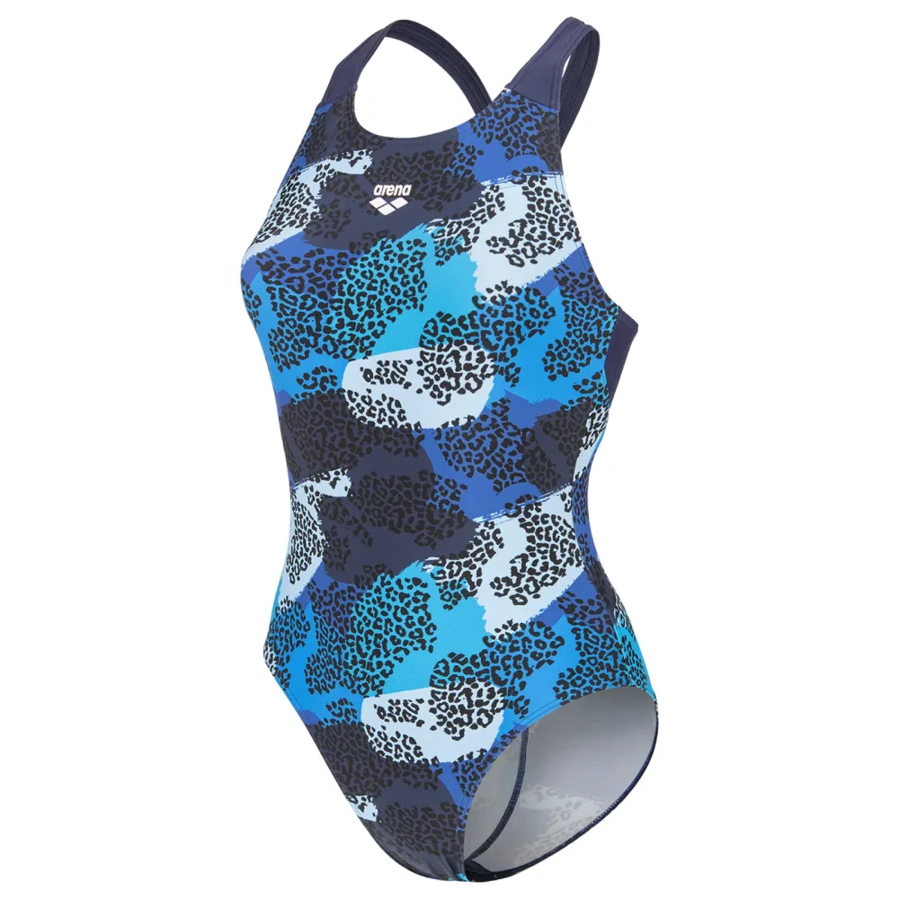 Arena W Arena Camo Swimsuit V Back L Badeanzug Damen, mehrfarbig, Grösse: D 38