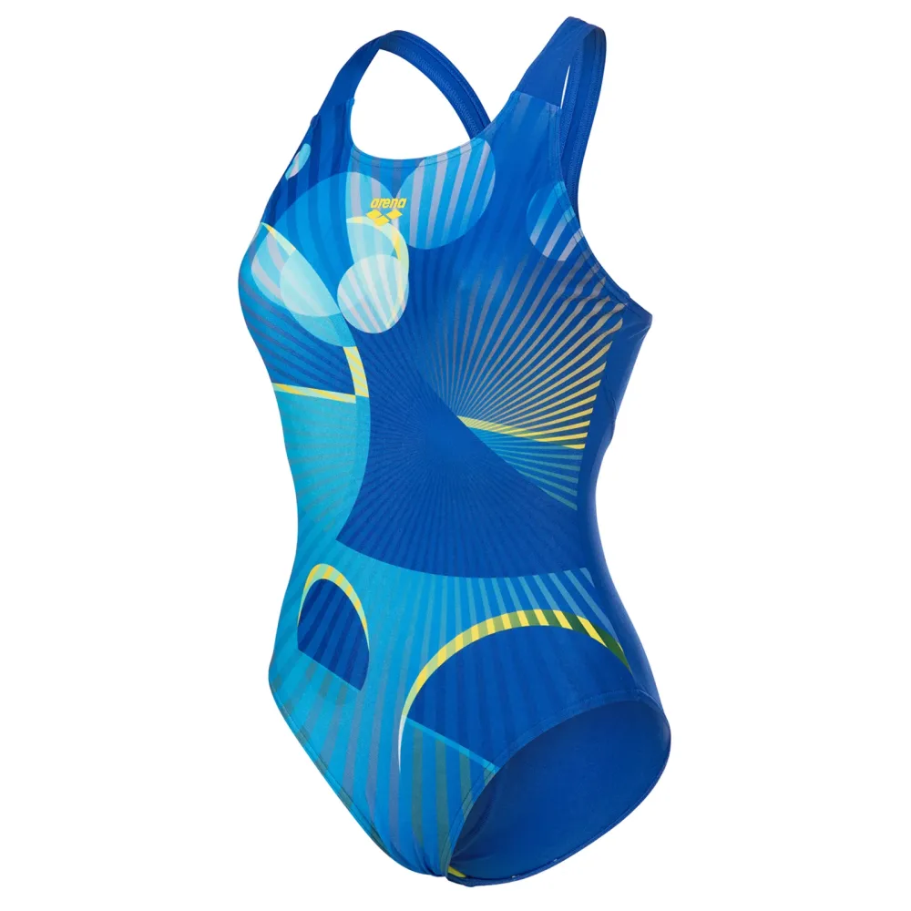 Arena W Arena Depth Swimsuit V Back Badeanzug Damen, blau, Grösse: D 36