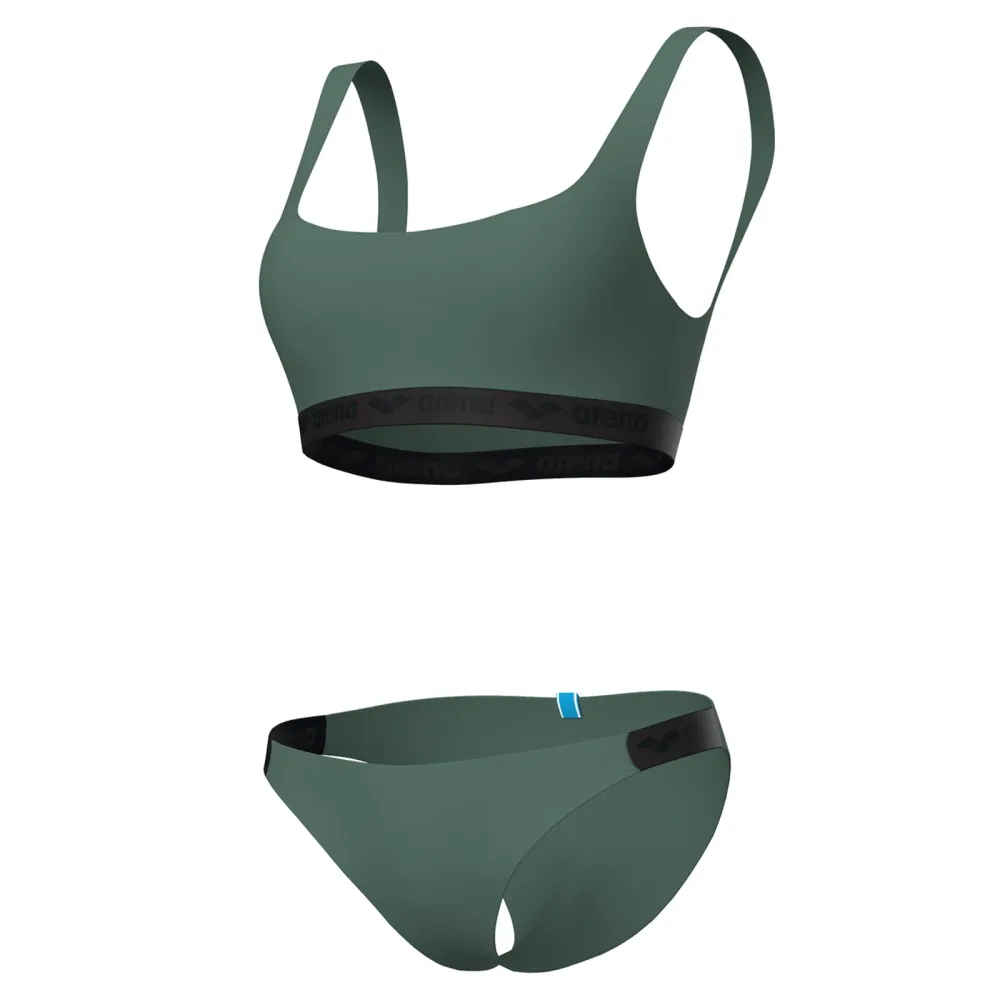 Arena W Arena Elastic Solid Bikini Bandeau Bikini Set Damen, grün, Grösse: XS