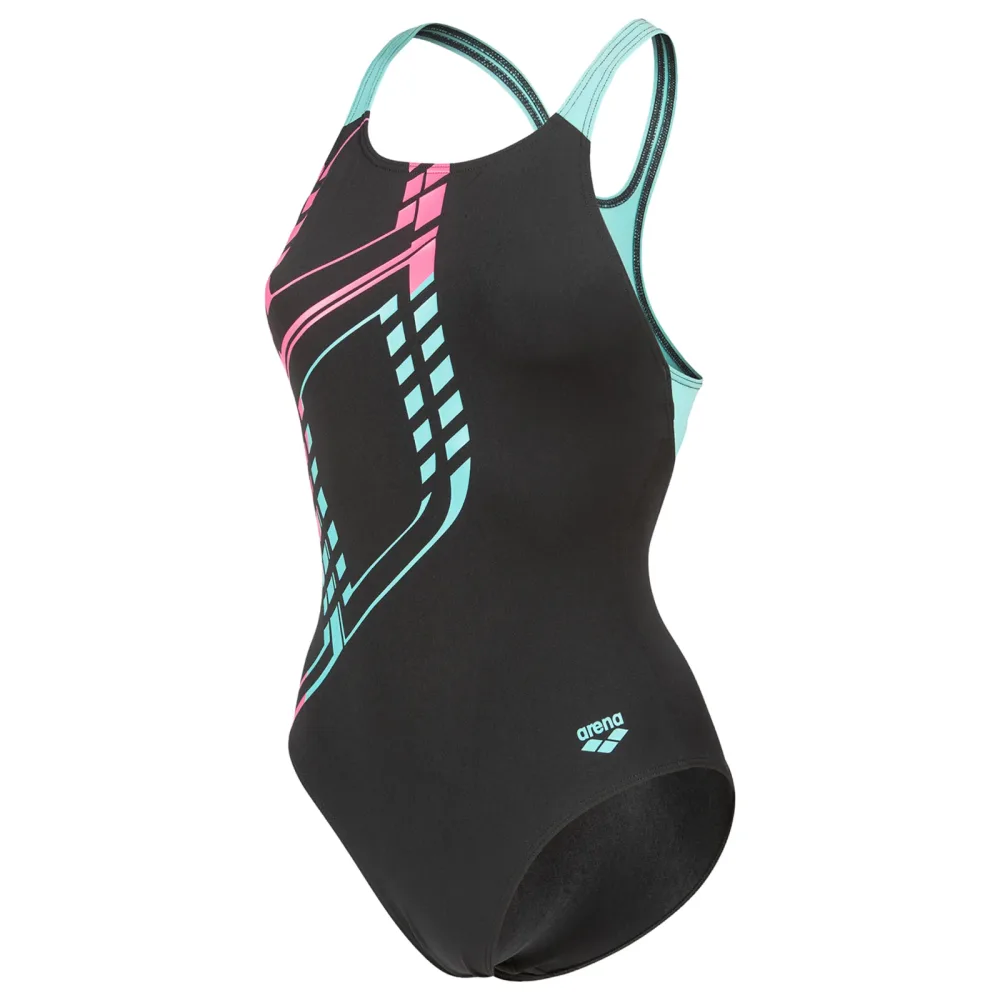 Arena W Arena Graphic Swimsuit Swim Pro L Badeanzug Damen, schwarz, Grösse: D 44