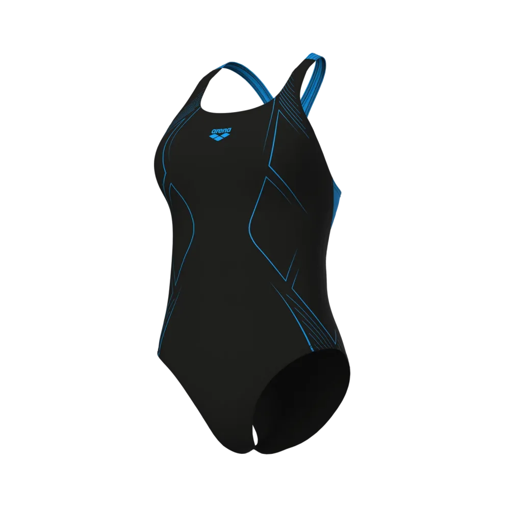 Arena W Arena Graphic Swimsuit Swim Pro Back Lb Badeanzug Damen, schwarz, Grösse: D 36