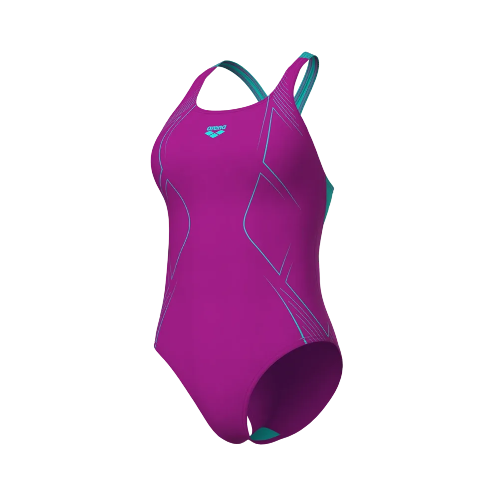 Arena W Arena Graphic Swimsuit Swim Pro Back Lb Badeanzug Damen, violett, Grösse: D 34