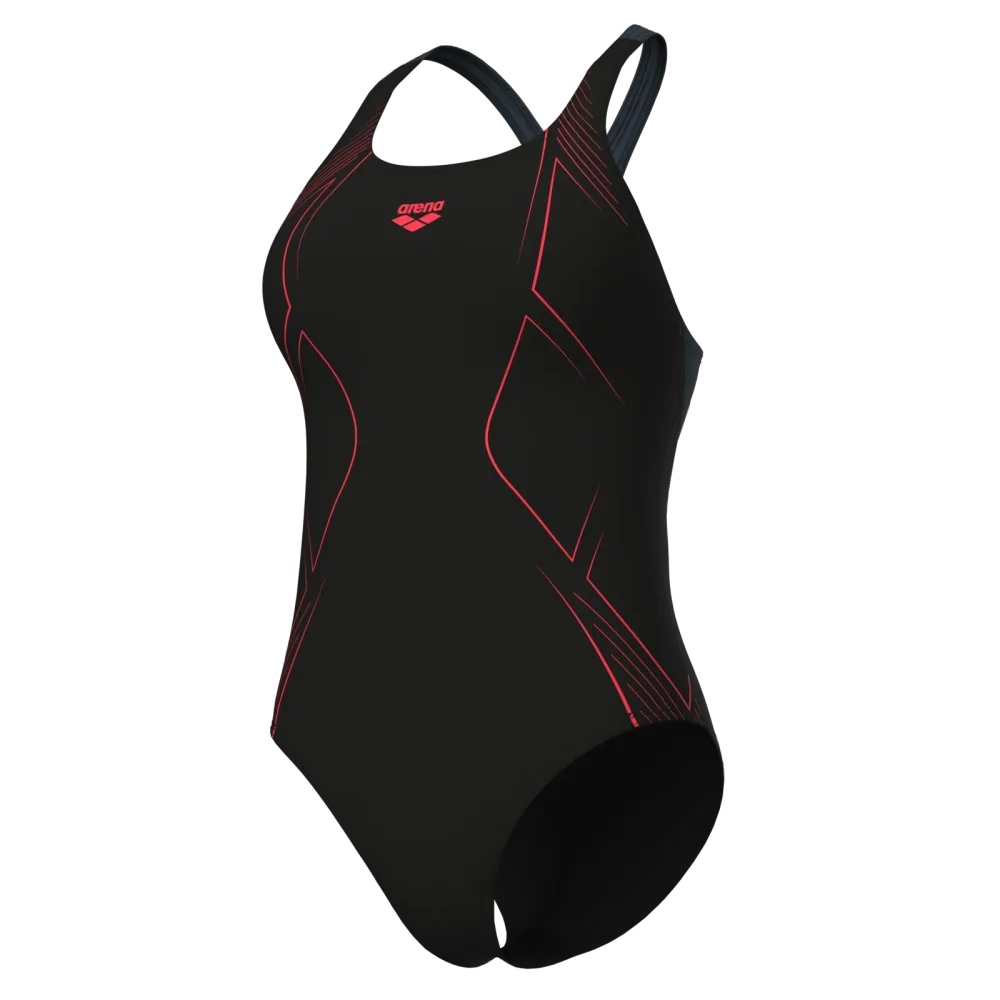 Arena W Arena Graphic Swimsuit Swim Pro Back Lb Badeanzug Damen, schwarz, Grösse: D 46