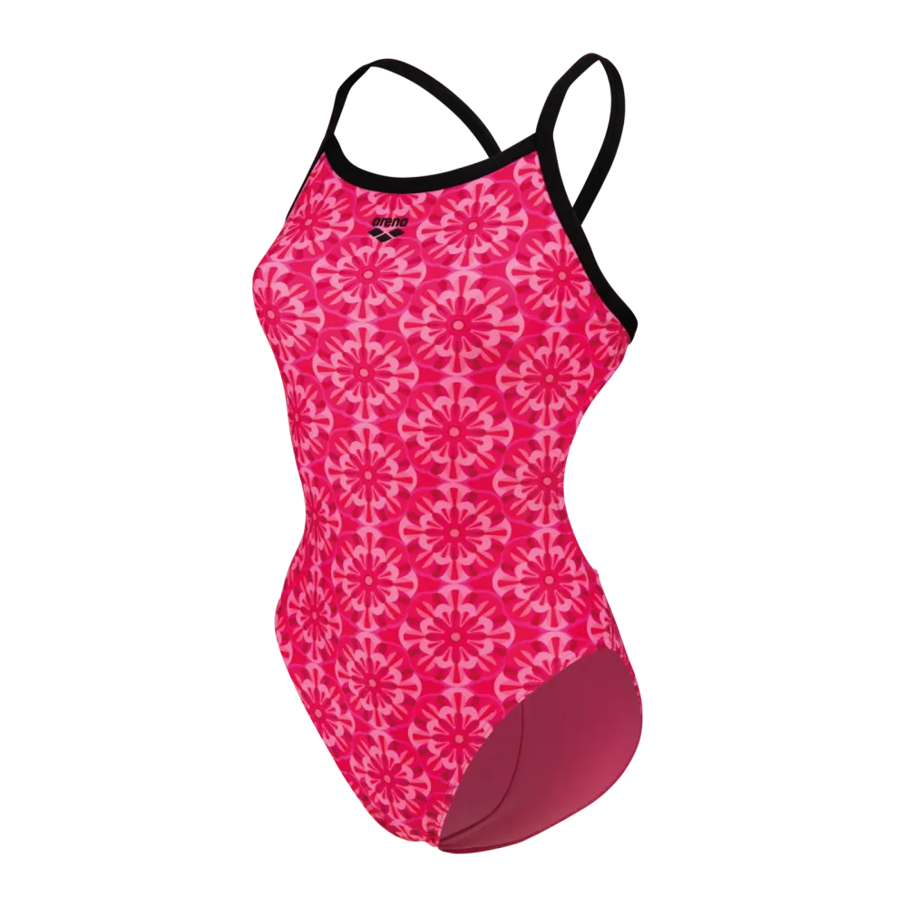Arena W Arena Floral Swimsuit Challenge Back Badeanzug Damen, pink, Grösse: D 42