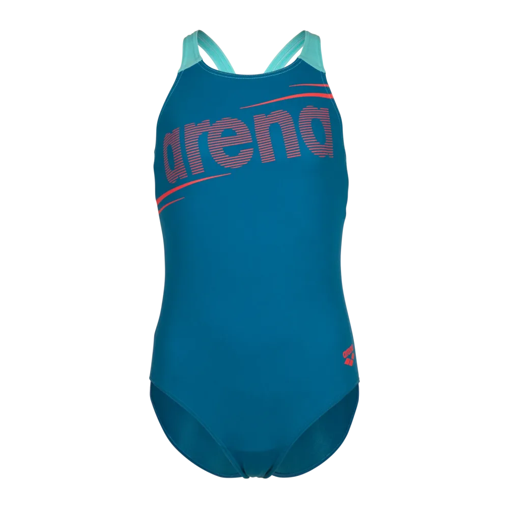 Arena G Arena Bold Swimsuit V Back Badeanzug Mädchen, blau, Grösse: 116
