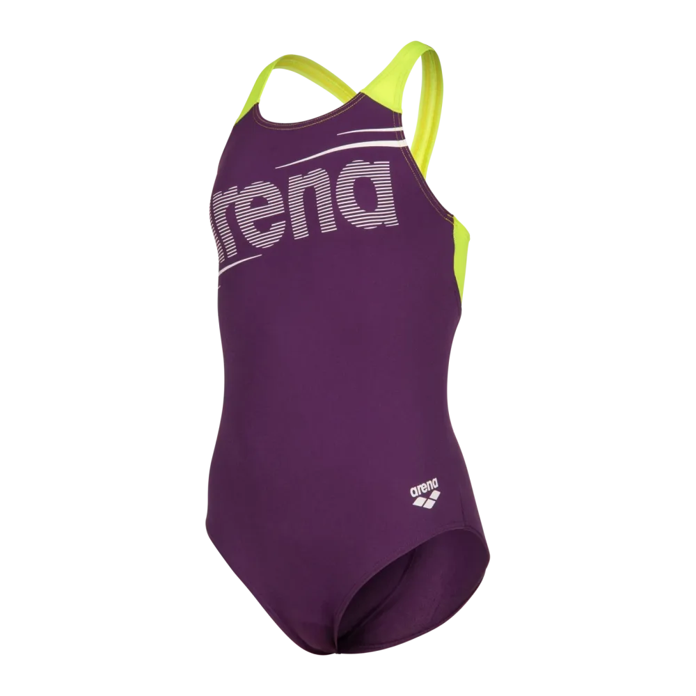 Arena G Arena Bold Swimsuit V Back Badeanzug Mädchen, violett, Grösse: 128