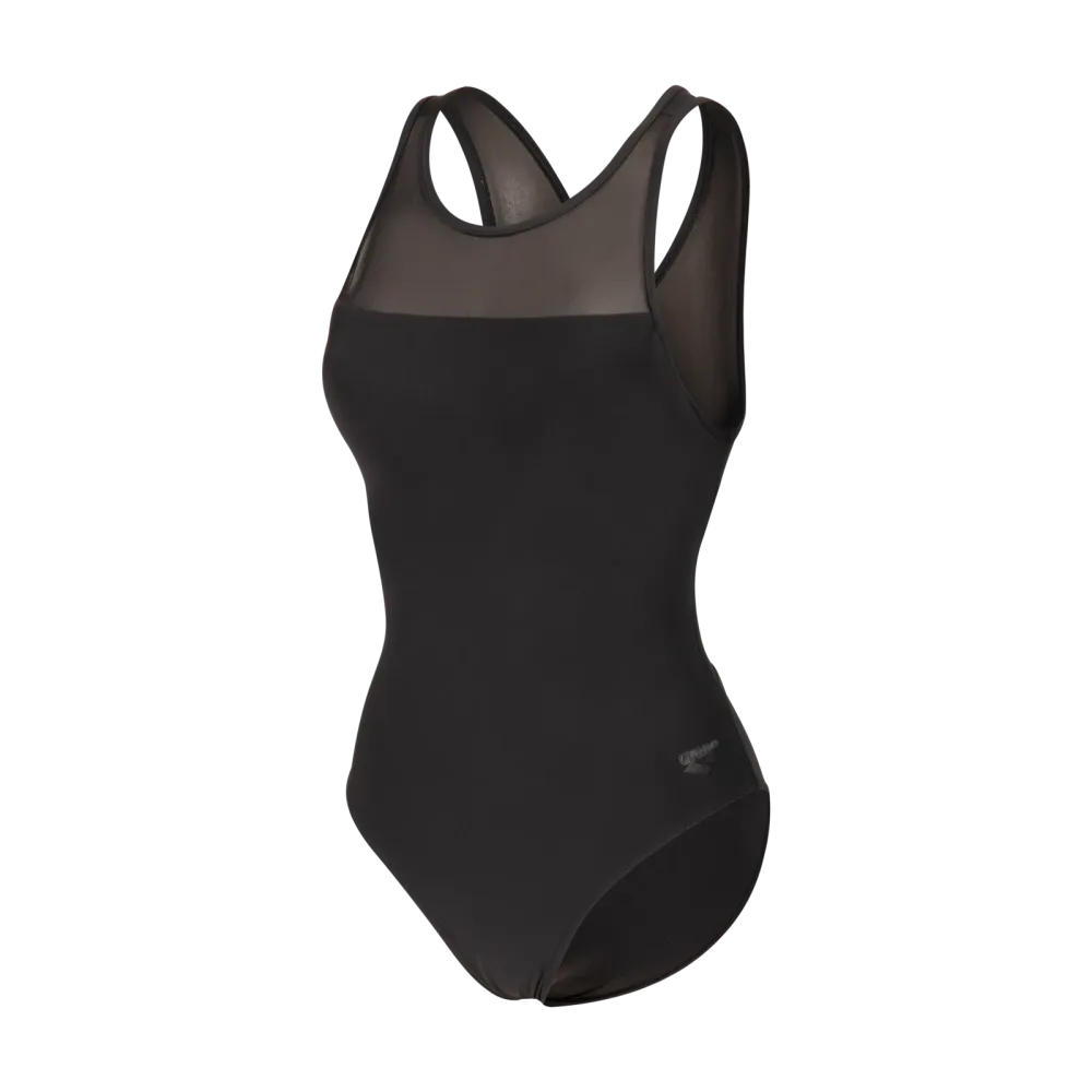 Arena W Arena Mesh Swimsuit Cross Back Badeanzug Damen, schwarz, Grösse: D 38