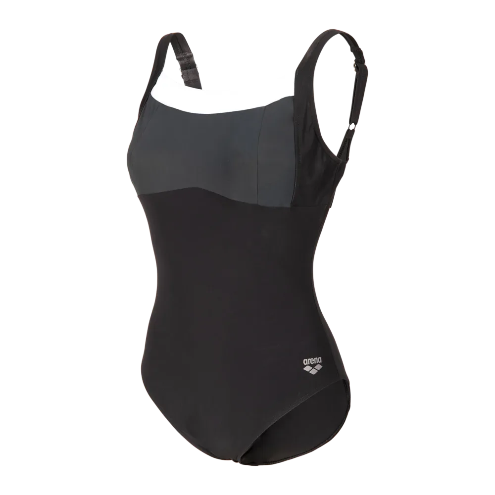 Arena W Arena Swimsuit Gianna Squared Back Figurformender Badeanzug Damen, schwarz, Grösse: D 40