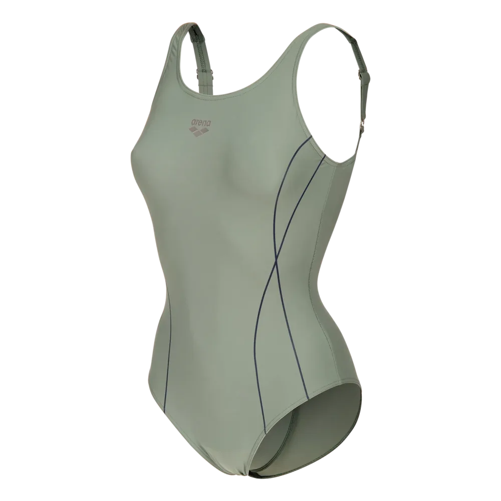 Arena W Arena Swimsuit Erika U Back Figurformender Badeanzug Damen, grün, Grösse: D 40
