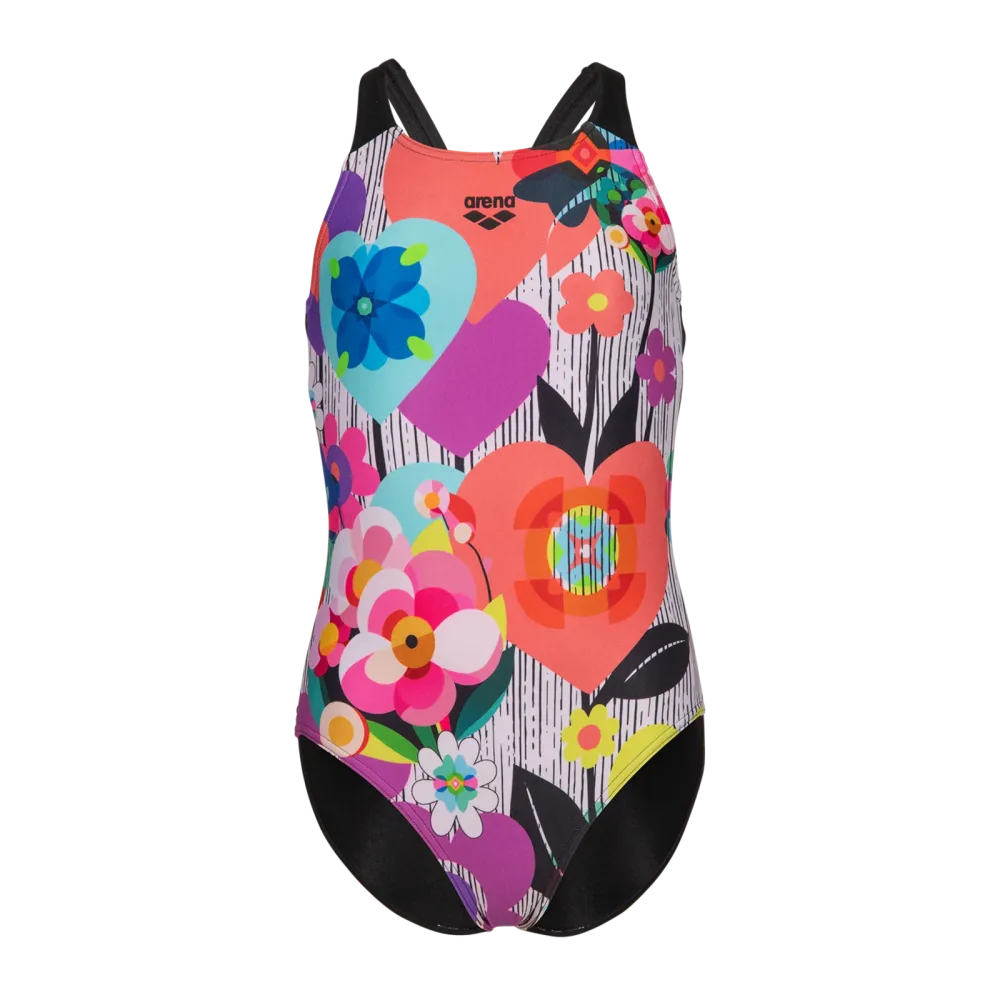 Arena G Arena Roses Swimsuit V Back One Piece Badeanzug Mädchen, mehrfarbig, Grösse: 152