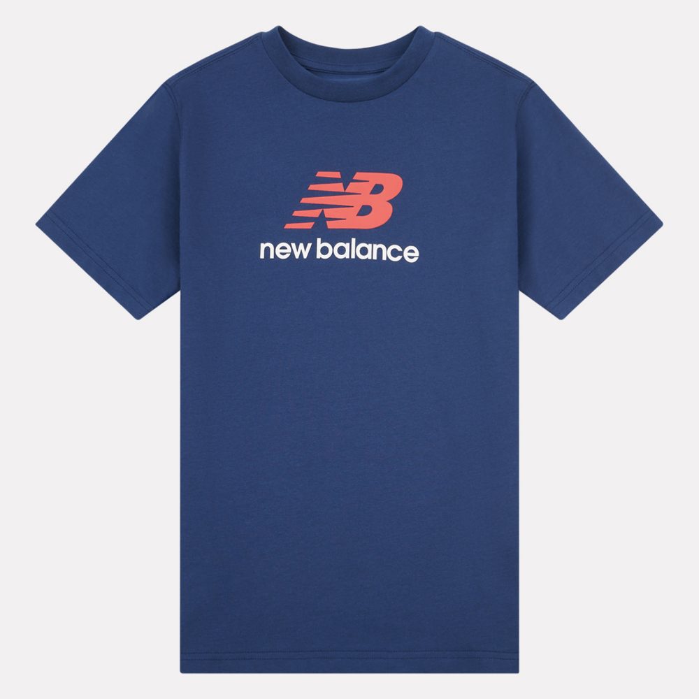 New Balance B NEW BALANCE JERSEY STACKED LOGO TEE  Jungen, blau, Grösse: 8-9  Years