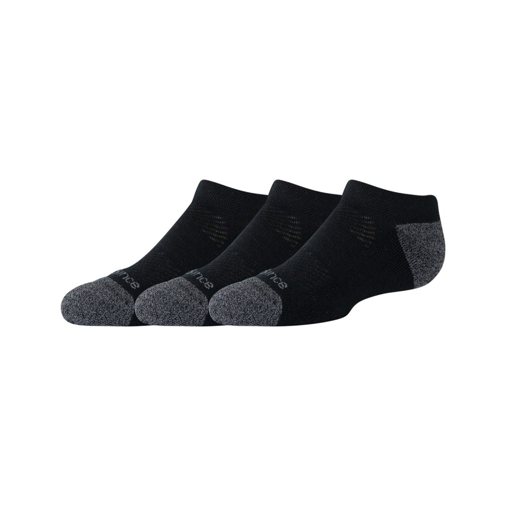 New Balance Youth Active No Show Socks 3 Pack  unisex, schwarz, Grösse: L