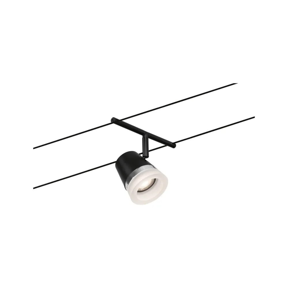 Paulmann WireDC Spot Cone Niedervolt-Seilsystem-Leuchte GU5.3 Schwarz (matt), Chrom