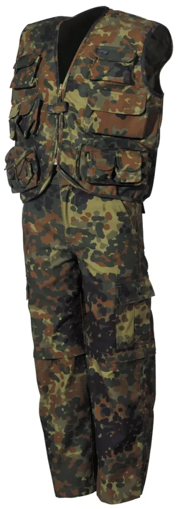 Kinder-Anzug, Weste und Hose, flecktarn,Hosenbeine abnehmbar