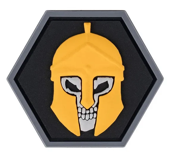 Klettabzeichen Hexagon skull spartan - color