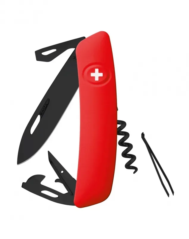 SWIZA Taschenmesser allBlack D03 - leuchtrot