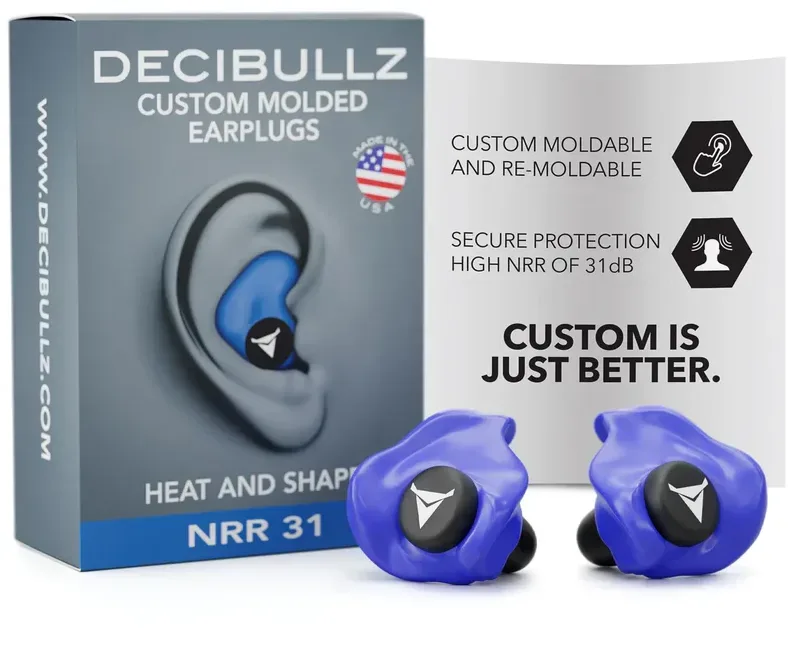 Decibullz - Custom Molded Earplugs Gehörschutzstöpsel blau (SNR=27db)