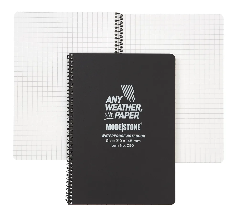 Modestone - Wasserfester Notizblock 148x210mm, 50 Blatt (schwarz)