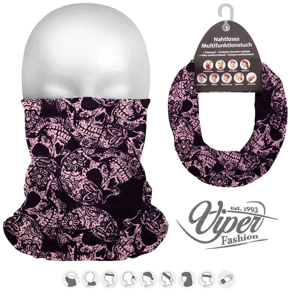 Mehrzweckschal 9 in 1, schwarz pink 
