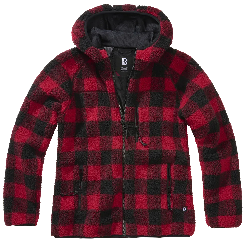 Brandit - Women Teddyfleece Jacket Hooded red/black