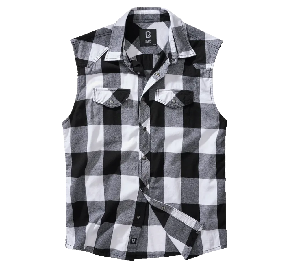 Brandit - Check Shirt Sleeveless white/black