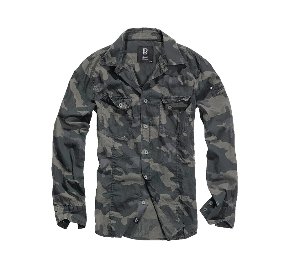Brandit - Slim Fit Shirt Long Sleeve darkcamo