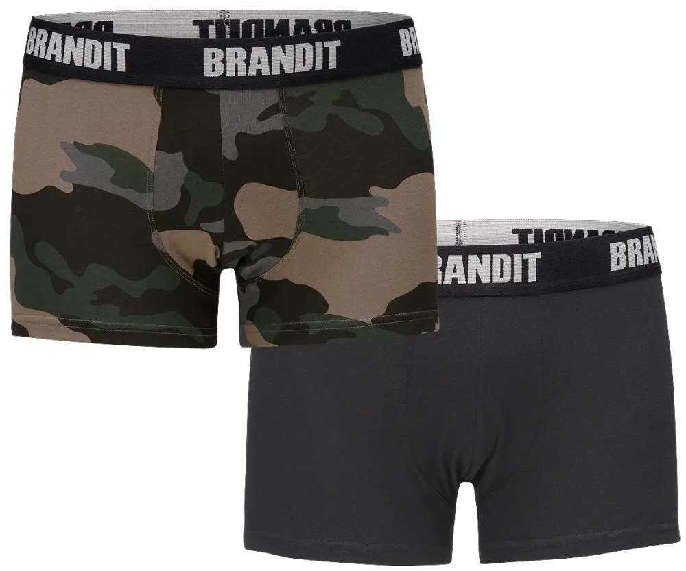 Brandit - Boxer Shorts Logo 2 Pack darkcamo-black
