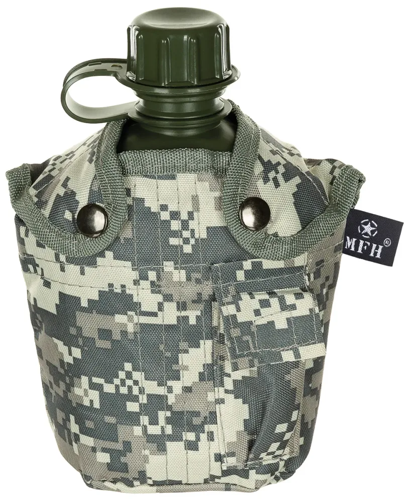 US Plastikfeldflasche, 1 l, Hülle, AT-digital, BPA-frei