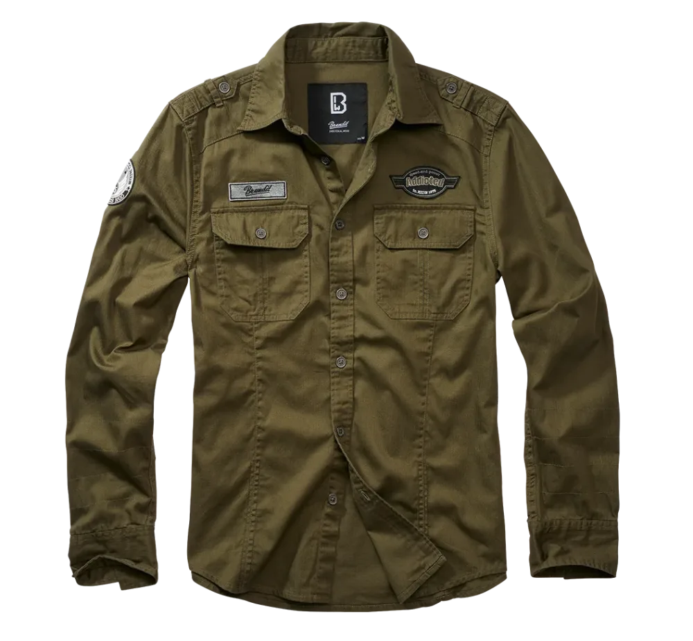 Brandit - Luis Vintage Shirt Long Sleeve olive