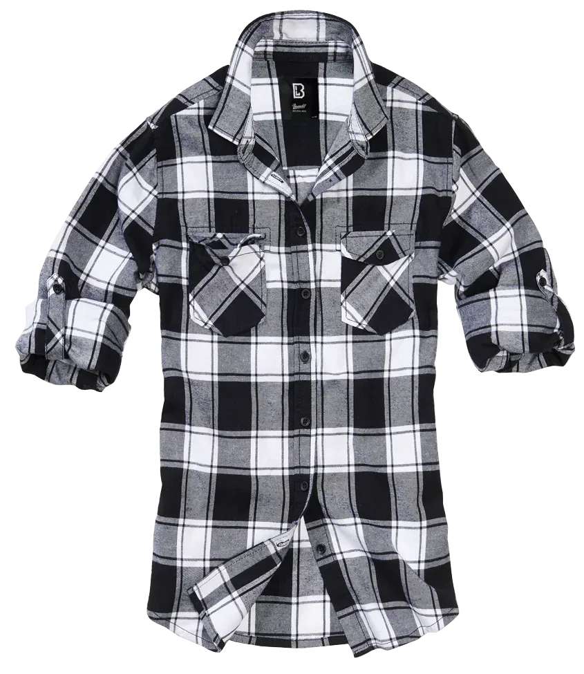Brandit - Women Amy Flannel Shirt Long Sleeve white-black