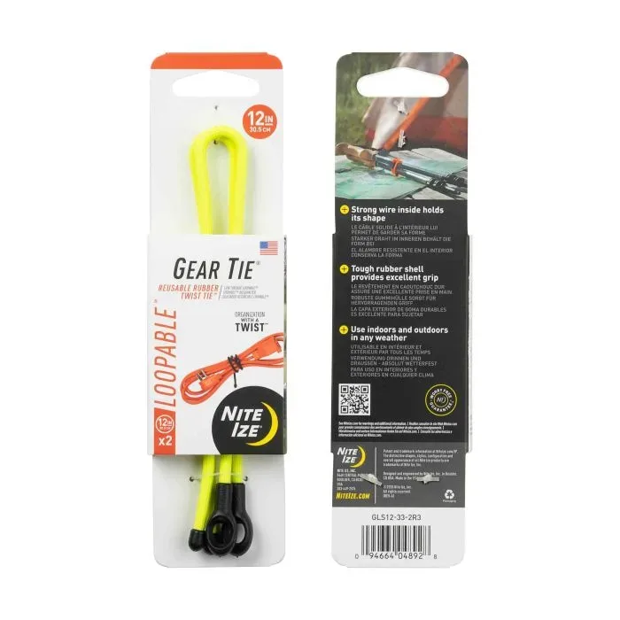 Nite Ize - Mehrzweckbinder Gear Tie Loopable, 12 Inch (neongelb)